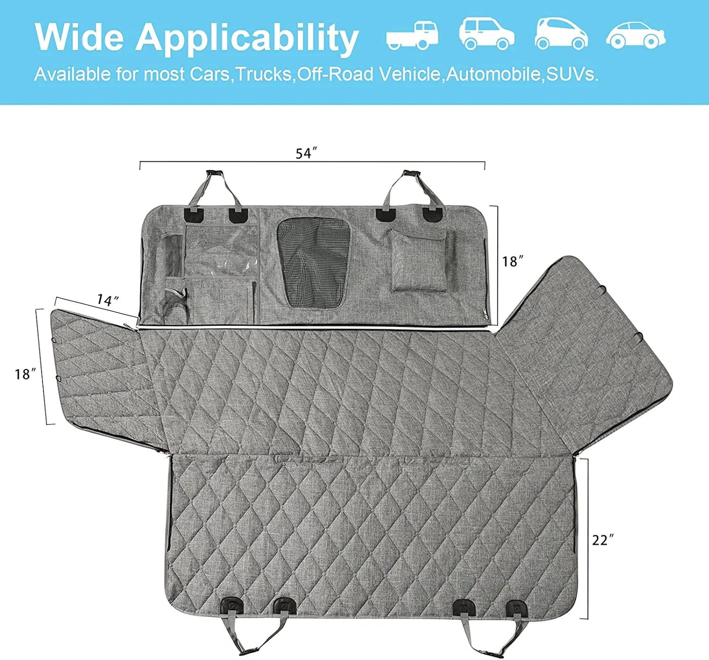 Waterproof  Pockets Dog Car Seat Cover