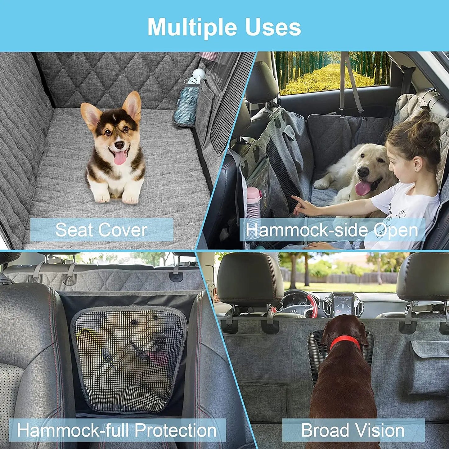 Waterproof  Pockets Dog Car Seat Cover